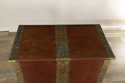 Lot 1625 - A GEORGE II MAHOGANY AND BRASS BOUND SILVER CHEST
