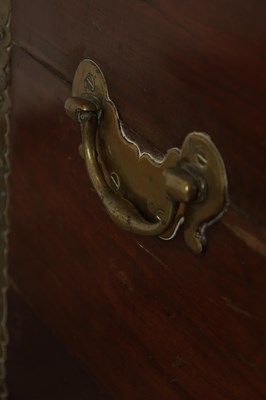 Lot 1625 - A GEORGE II MAHOGANY AND BRASS BOUND SILVER CHEST