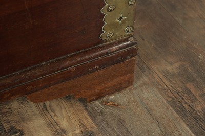Lot 1625 - A GEORGE II MAHOGANY AND BRASS BOUND SILVER CHEST