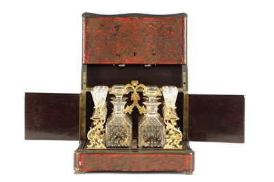Lot 1100 - A 19TH CENTURY FRENCH TORTOISHELL AND BOULLE TABLE TOP BOULE CAVE A LIQUEUR