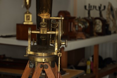 Lot 876 - A 19TH CENTURY LACQUERED BRASS ASKANIA TELESCOPE NO. 90470