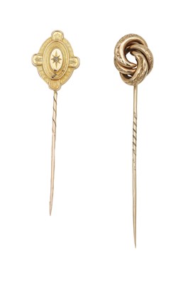 Lot 306 - TWO 9CT GOLD TIE PINS
