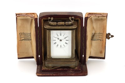 Lot 1304 - A LATE 19TH CENTURY FRENCH MINIATURE CARRIAGE CLOCK TIMEPIECE