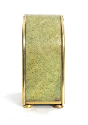 Lot 1447 - JUMP, LONDON. A RARE AND FINE LATE 19TH CENTURY ENGLISH SILVER MOUNTED SHAGREEN HUMPBACK FUSEE CARRIAGE CLOCK