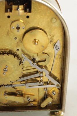 Lot 1447 - JUMP, LONDON. A RARE AND FINE LATE 19TH CENTURY ENGLISH SILVER MOUNTED SHAGREEN HUMPBACK FUSEE CARRIAGE CLOCK