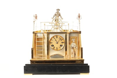 Lot 1263 - GUILMET, PARIS. A LATE 19TH CENTURY FRENCH INDUSTRIAL AUTOMATION "HELMSMAN" TABLE CLOCK