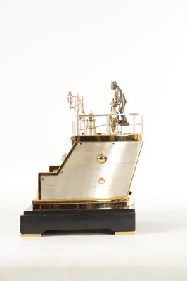 Lot 1263 - GUILMET, PARIS. A LATE 19TH CENTURY FRENCH INDUSTRIAL AUTOMATION "HELMSMAN" TABLE CLOCK