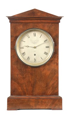 Lot 1318 - JAMES McCABE, LONDON. A SMALL 19TH CENTURY FIGURED MAHOGANY FUSEE MANTEL CLOCK