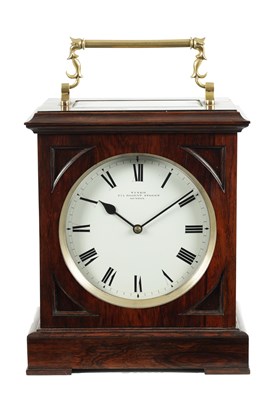 Lot 1326 - VINER, REGENT STREET, LONDON. A SMALL 19TH CENTURY ROSEWOOD DOUBLE FUSEE LIBRARY CLOCK