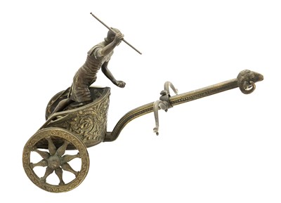 Lot 996 - A 19TH CENTURY GRAND TOUR BRONZE ROMAN CHARIOT