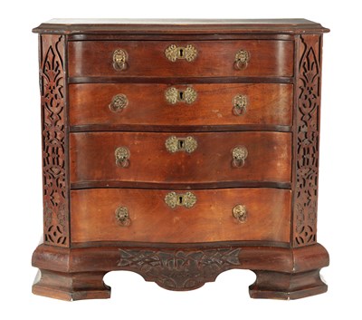 Lot 1632 - A MINIATURE 19TH CENTURY CHEST OF DRAWERS CHIPPENDALE STYLE CHEST OF DRAWERS