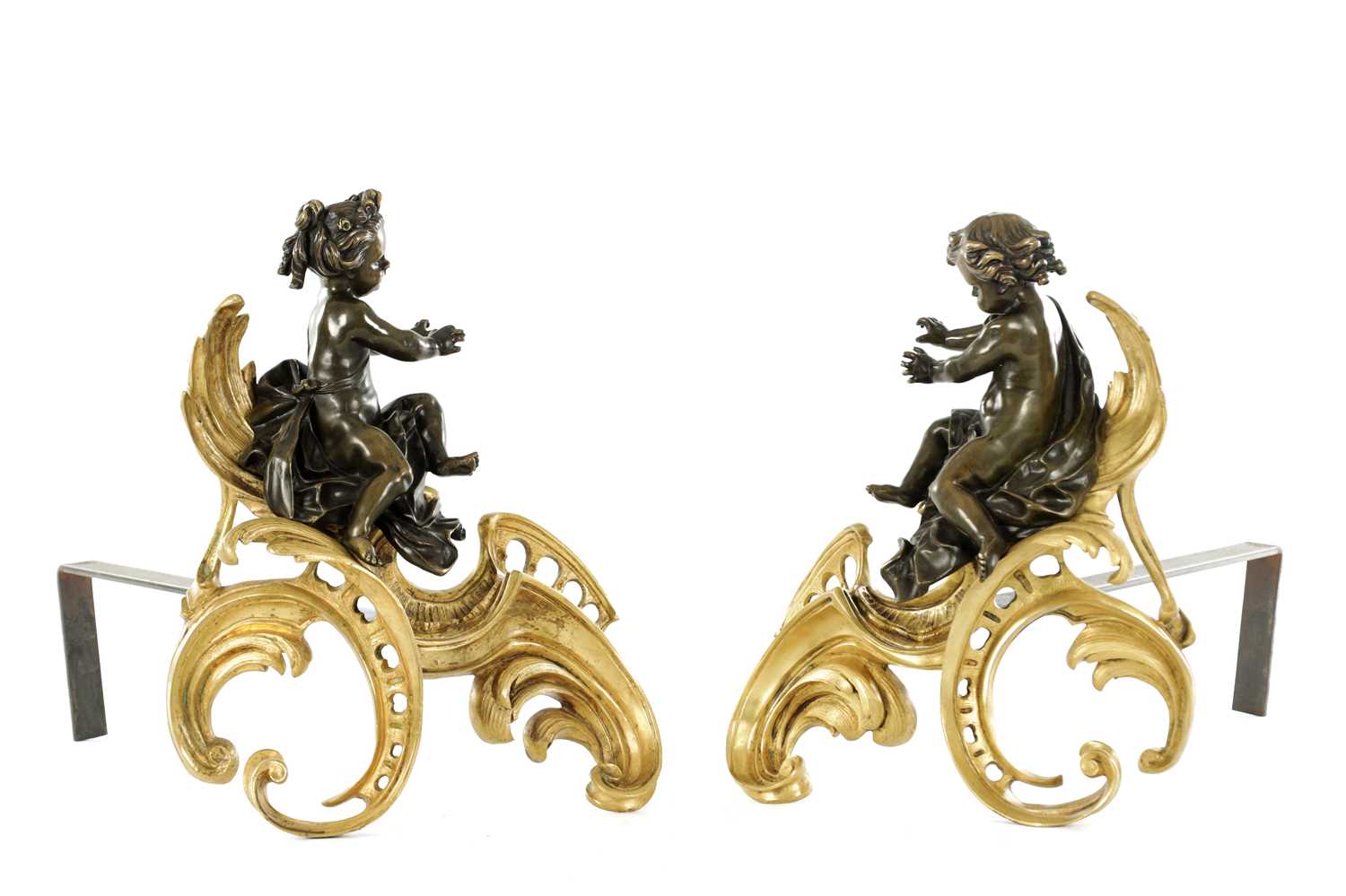 Lot 991 - A PAIR OF 19TH CENTURY FRENCH BRONZE CHENETS