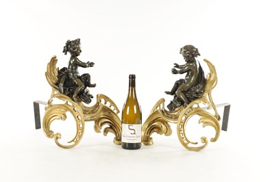 Lot 991 - A PAIR OF 19TH CENTURY FRENCH BRONZE CHENETS