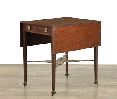Lot 1547 - A GEORGE III MAHOGANY CHIPPENDALE STYLE PEMBROKE TABLE