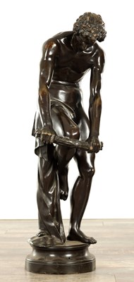 Lot 1084 - LOUIS LEOPOLD CHAMBARD (FRENCH 1811 - 1895) A LARGE 19TH CENTURY PANTINATED FIGURAL BRONZE SCULPTURE FIGURE