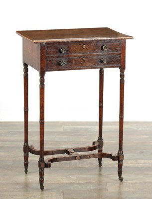 Lot 1564 - A REGENCY BURR YEWWOOD SEWING TABLE