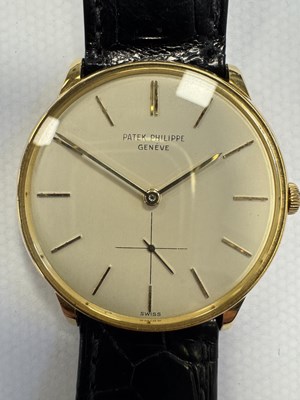 Lot 1214 - A GENTLEMAN'S VINTAGE 18CT GOLD PATEK PHILIPPE MANUAL WIND WRISTWATCH