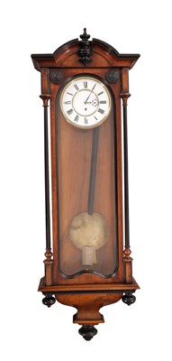 Lot 1764 - A LATE 19TH CENTURY AUSTRIAN WALNUT AND EBONISED CASED WALL CLOCK