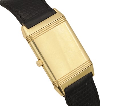 Lot 1213 - A GENTLEMAN'S 18CT GOLD JAEGER-LECOULTRE REVERSO WRISTWATCH