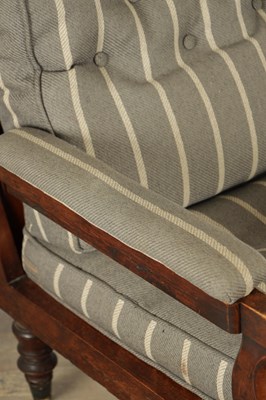 Lot 1512 - A REGENCY CAMPAIGN CAMFOR WOOD ADJUSTABLE BERGERE CHAIR
