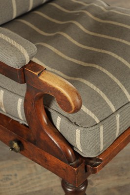 Lot 1512 - A REGENCY CAMPAIGN CAMFOR WOOD ADJUSTABLE BERGERE CHAIR