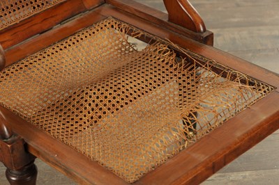 Lot 1512 - A REGENCY CAMPAIGN CAMFOR WOOD ADJUSTABLE BERGERE CHAIR