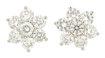 Lot 410 - A FINE PAIR OF DIAMOND AND WHITE GOLD EAR STUDS