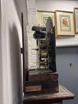 Lot 1315 - THOMAS RICHARDSON, WEVERHAM. A GEORGE III FLAMED MAHOGANY QUARTER CHIMING LONGCASE CLOCK WITH RARE YEAR CALENDAR