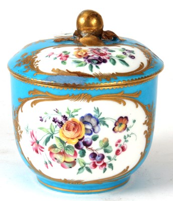 Lot 66 - A 19TH CENTURY SERVES POT & COVER on pale blue...
