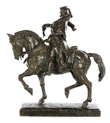 Lot 1037 - AUGUSTE PARIS (FRENCH 1850 - 1915) A LATE 19TH CENTURY BRONZE OF A LORD ON HORSEBACK