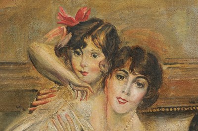 Lot 663 - ATT. GIOVANNI BOLDINI (1842-1931). A LARGE EARLY 20TH CENTURY OIL ON CANVAS FAMILY PORTRAIT OF MRS EDWARD'S AND HER FOUR CHILDREN