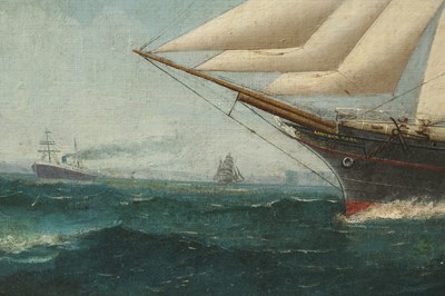 Lot 639 - REGINALD ARTHUR BORSTEL (AUSTRAILIA 1875-1922) A LATE 19TH CENTURY OIL ON CANVAS PORTRAIT OF THE SAILING BOAT "GANTOCK ROCK"