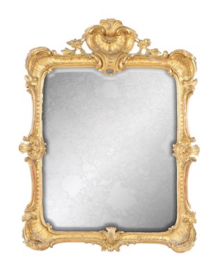 Lot 1493 - A 19TH CENTURY FRENCH GILT GESSO ROCOCO STYLE HANGING / DRESSING MIRROR