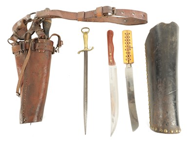 Lot 883 - TWO 18TH / 19TH CENTURY LEATHER BUTCHERS KNIFE BAGS