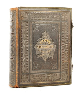 Lot 1741 - A VICTORIAN LEATHER BOUND BIBLE