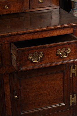 Lot 1482 - AN EARLY 18TH CENTURY OAK DOG KENNEL DRESSER AND RACK