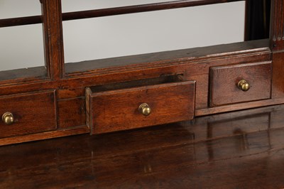 Lot 1482 - AN EARLY 18TH CENTURY OAK DOG KENNEL DRESSER AND RACK