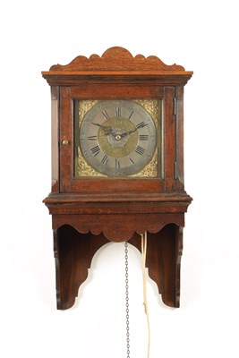 Lot 1772 - ISAAC HEWLETT, BRISTOL. A GEORGE III OAK HANGING 30HR ALARM HOODED WALL CLOCK