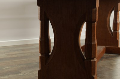 Lot 1490 - A RARE ROBERT MOUSEMAN THOMPSON SPECIAL ORDER OAK REFECTORY TABLE