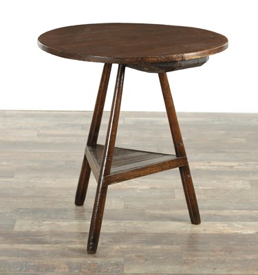 Lot 1497 - AN 18TH CENTURY PRIMITIVE PINE AND ASH CRICKET TABLE