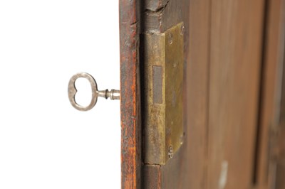 Lot 1662 - A GOOD EARLY 18TH CENTURY ELM HANGING SPICE CABINET