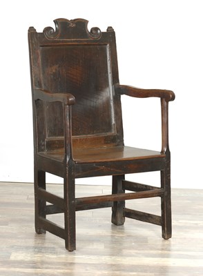 Lot 1616 - A 17TH CENTURY JOINED OAK WAINSCOT CHAIR