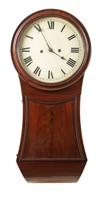 Lot 1284 - A GEORGE III FIGURED MAHOGANY WEIGHT DRIVEN TRUNK WALL CLOCK