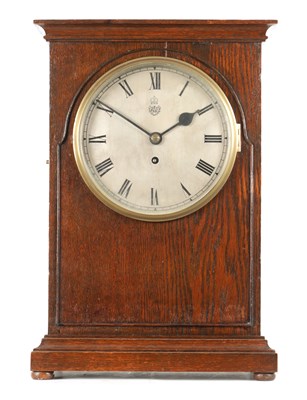 Lot 1405 - A LARGE OAK CASED R.A.F. FUSEE MESS CLOCK SIGNED F.W. ELLIOTT LTD