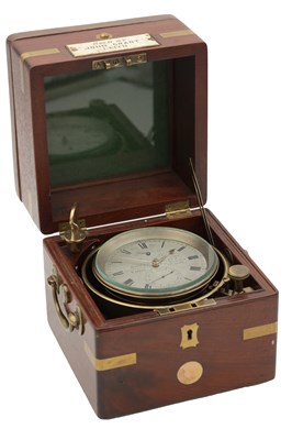 Lot 1347 - ROBERT MOLYNEUX, LONDON. AN EARLY 19TH CENTURY BRASS BOUND MAHOGANY TWO DAY MARINE CHRONOMETER