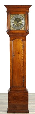 Lot 1378 - JOSEPH HALLIFAX. AN 18TH CENTURY ELM CASED 10" BRASS DIAL 30HR LONGCASE CLOCK