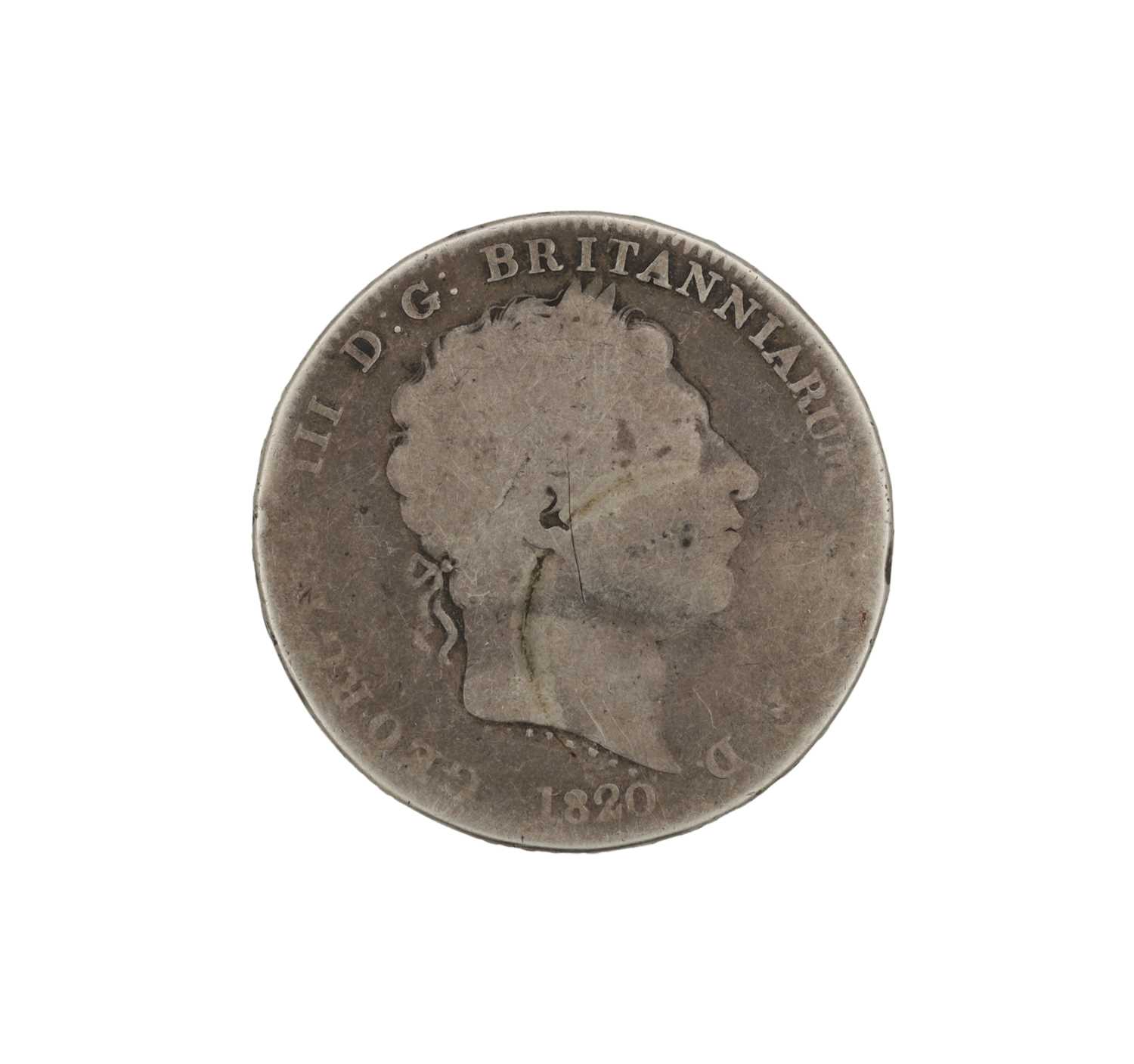 Lot 359 - A GEORGE III SILVER CROWN COIN 1820