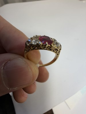 Lot 251 - A 15CT GOLD RUBY AND DIAMOND RING
