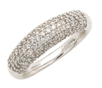 Lot 332 - AN 18CT WHITE GOLD DIAMOND PAVE DOME RING