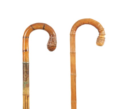 Lot 867 - TWO LATE 19TH CENTURY BAMBOO SWORD STICKS